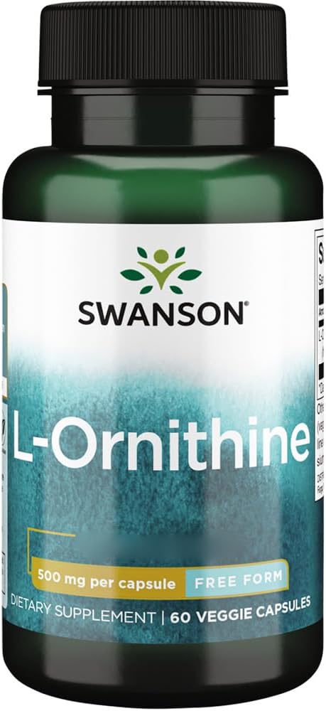 Swanson, L-Ornithine (L-Ornithine Hydrochloride), 500mg, 60 Vegan Capsules, High-Strength, Vegetarian, Soy-Free, Gluten-Free, GMO-Free