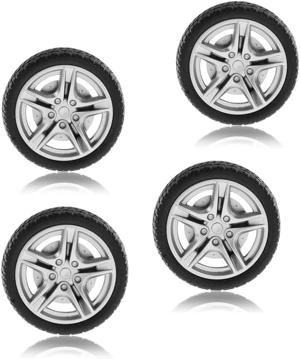 4 Pcs Black Tires, Simulation Rubber Wheel Tire Wheel Toy Model DIY RC Spare Parts Easy Installation Small in Size, Sets,Remote and App Controlled Vehicles and Parts,(48mm)