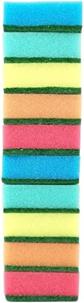 IDEA HOME Dishwashing Sponge 10x - Dual-Sided Dish-Washing & Cleaning Scrub Kitchen Sponge MIDI - Sponges Washing Up Remove Grease & Burnt on Food, Multicoloured