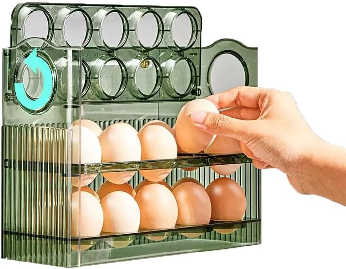 Automatic Flip Egg Storage Tray - Refrigerator Side Door Rack for Kitchen - Special Egg Storage Solution