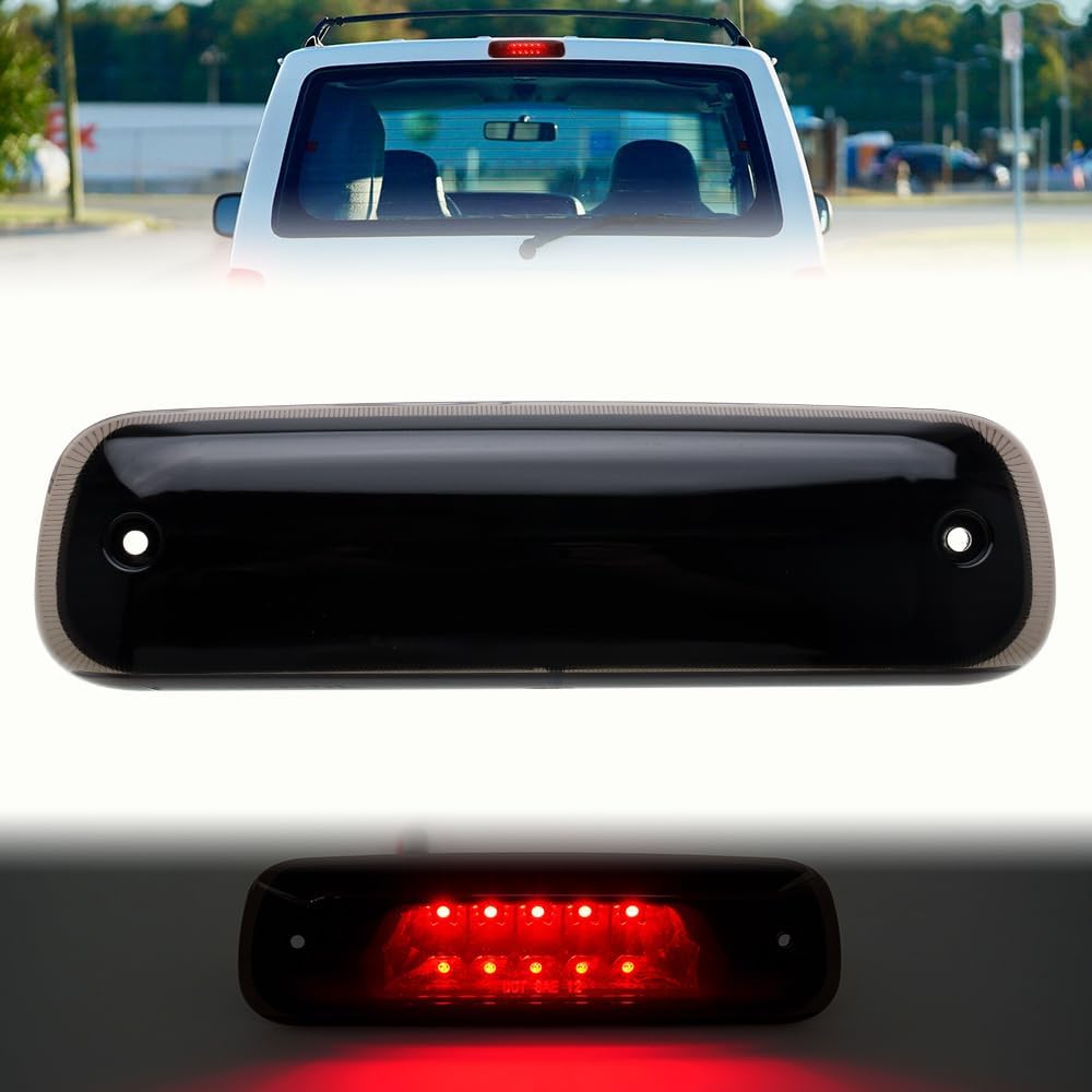 LED Third Brake Light for 1997 1998 1999 2000 2001 Jee'p Cherokee XJ Red LED 3rd Brake Tail Rear Center High Mount Stop Lamp Replace OEM CHMSL Smoked Lens 55155614AE