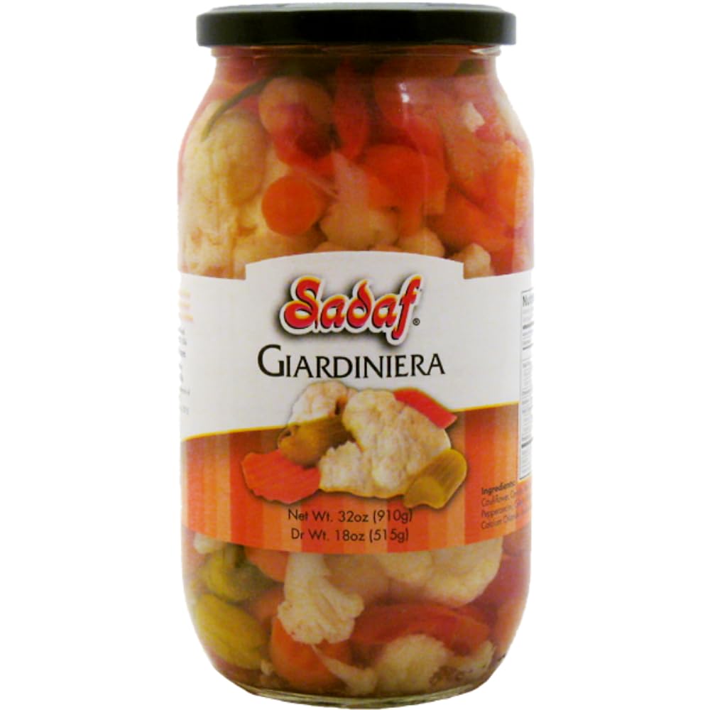 Sadaf Giardiniera Mild - Pickled vegetables in jar - Giardiniera Mix - Marinated Vegetables - Pickled Vegetable Relish - 32 oz