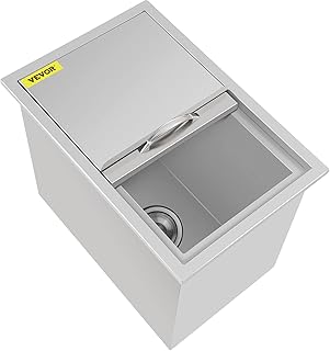 Happybuy Drop in Ice Chest 18L x 12W x 14.5H Inch Stainless Steel Ice Cooler with Sliding Cover Drop in Ice Bin Included Drain-pipe and Drain Plug for Cold Wine Beer