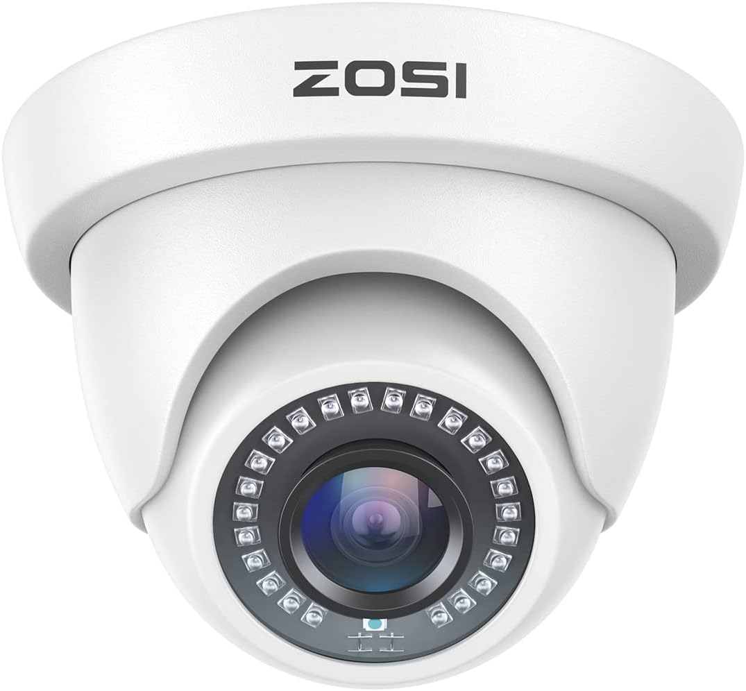 ZOSI 2.0MP HD 1080P 1920TVL Hybrid 4-in-1 TVI CVI AHD 960H CVBS CCTV Dome Camera Indoor Outdoor ,80ft Day Night Vision Aluminum Metal Housing For HD-TVI, AHD, CVI, and CVBS/960H analog DVR(White)