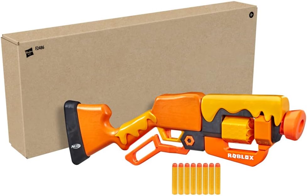 Nerf Roblox Adopt Me!: BEES! Lever Action Blaster, 8 Nerf Elite Darts, Code To Unlock In-Game Virtual Item, One Size, F2486F03