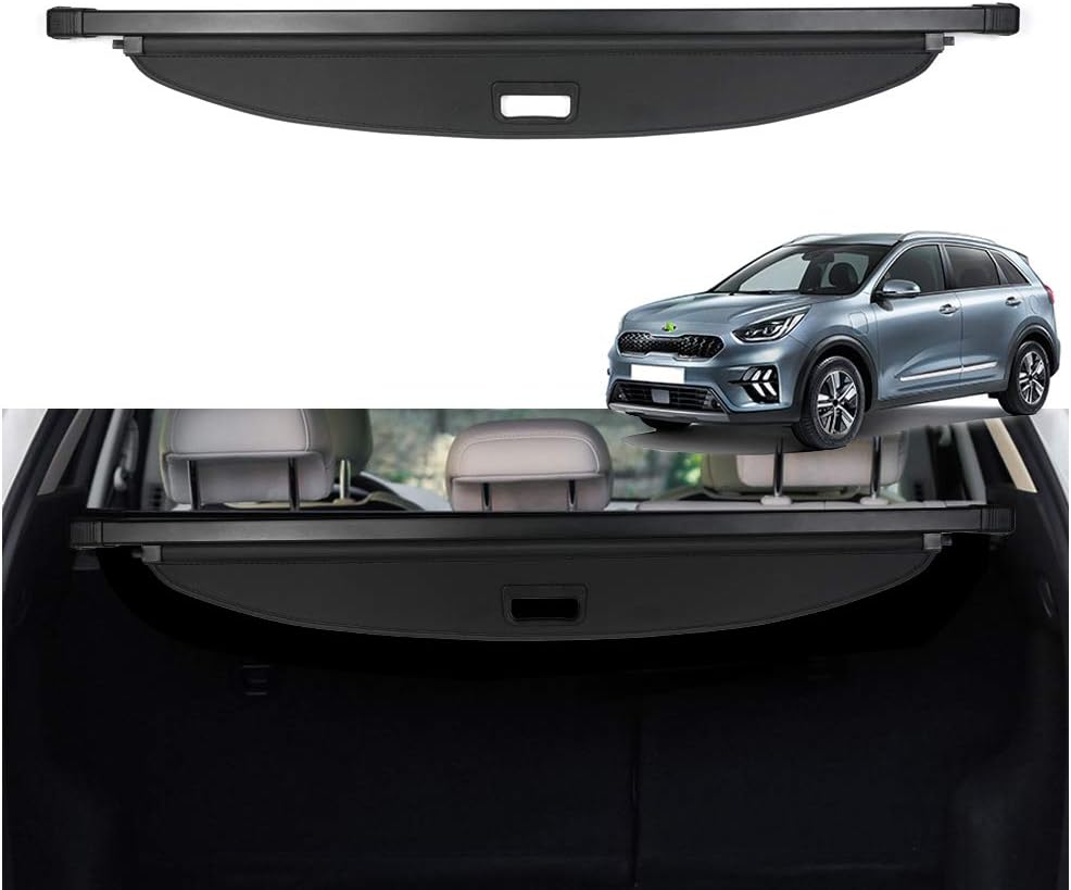 Powerty Fit for Cargo Cover Kia NIRO 2017-2022 Rear Trunk Shade Retractable Trunk Shield Luggage Tonneau Security Cover Black (Not for 2023 NIRO)