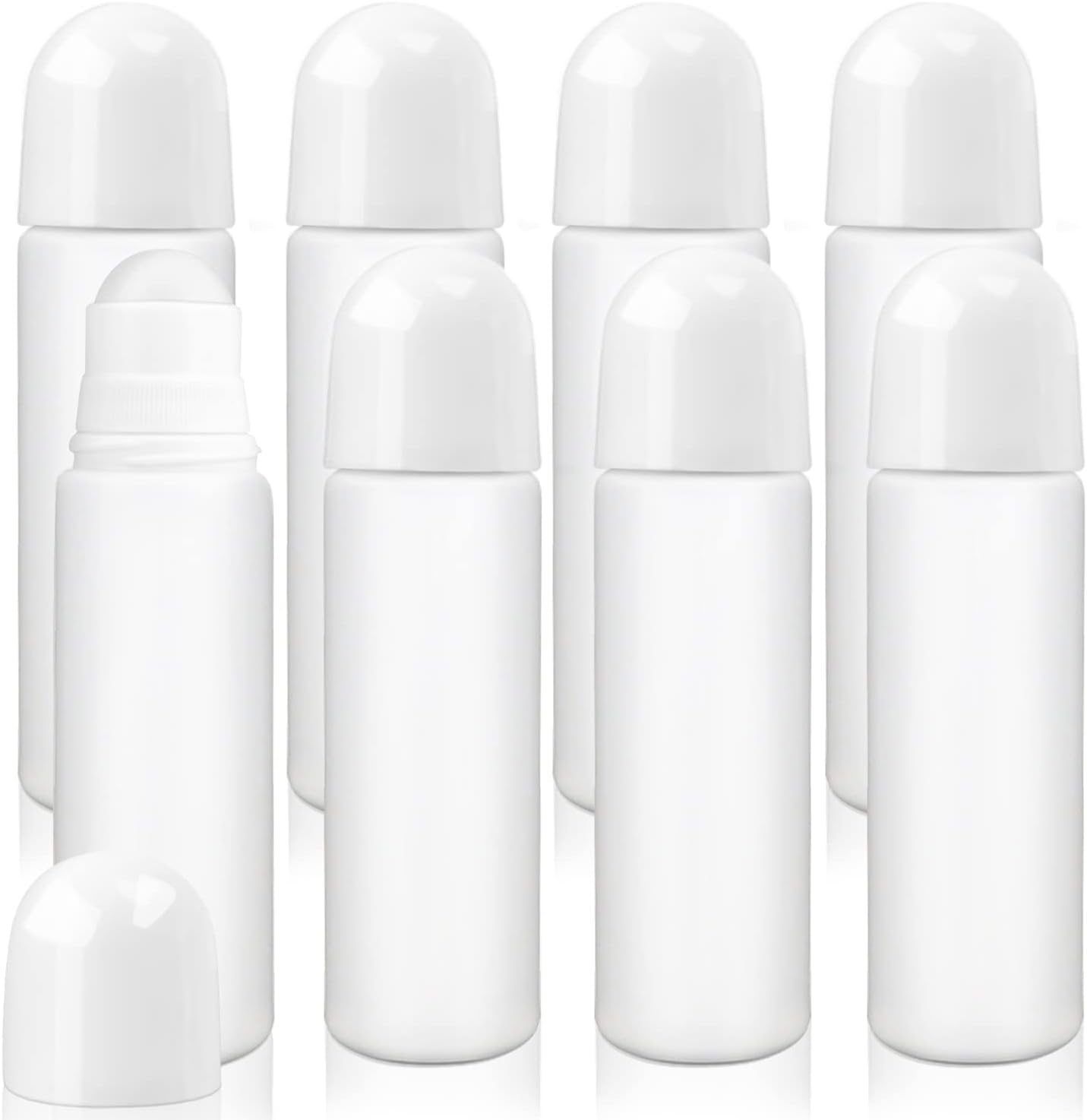 8 Pack 100ml/3.38oz Plastic Roller Bottles Empty Refillable Roll On Bottle Leak-Proof Deodorant Containers Anti-perspirant Dispenser for Essential Oil Perfumes Balms - White