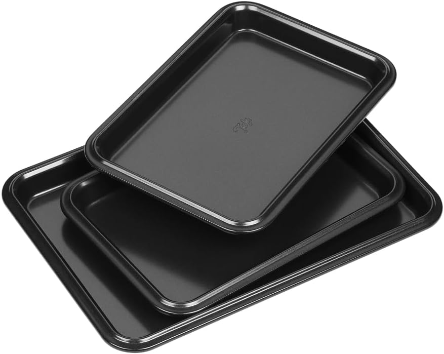 Tala Performance - Baking Tray Set of 3 - Professional Baking Trays for Oven Non Stick - Steel Oven Tray for Cooking & Roasting - 34.5 x 24.4cm Tray & 25 x 18cm Trays