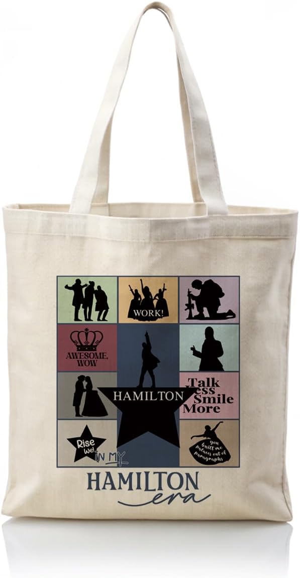 In My Hamilton Era Tote Bag, Canvas Bag for Women, Women Cotton Canvas Bags, Tote Bags for Grocery, Shopping, Beach & Daily Use, Hamilton Broadway Fans Gift, Musical Gift