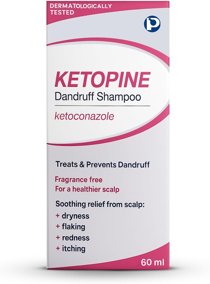 Ketopine Ketoconazole 2% Medicated Shampoo – Clinically Proven Anti-Dandruff Treatment for Itchy, Flaky, Dry Scalp, Seborrheic Dermatitis & Scalp Psoriasis – Fast Relief Anti-Fungal Formula, 60ml