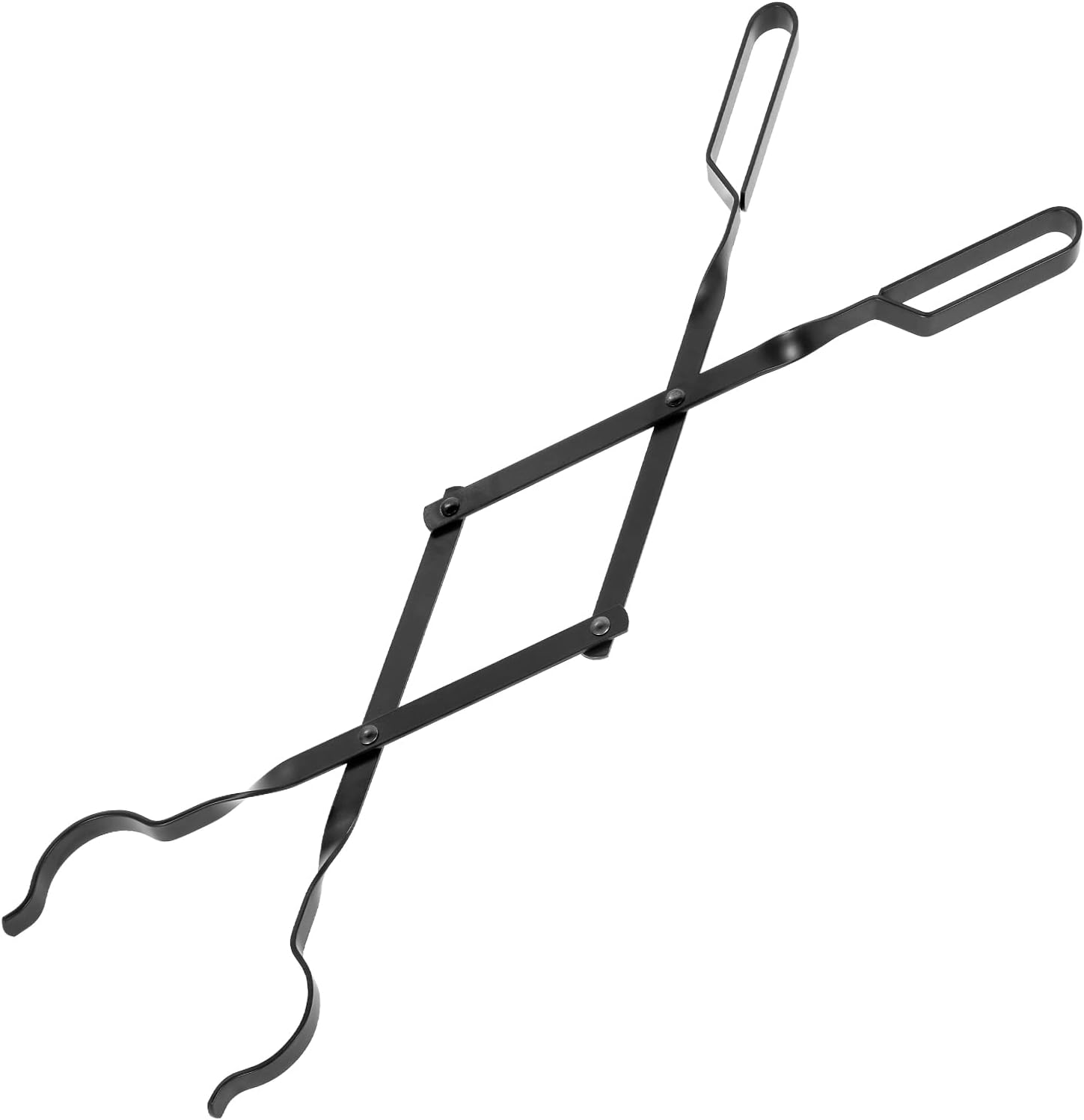 Fireplace Tongs 26”, himaly Heavy Duty Wrought Iron Steel Fireplace Poker Tools - Rust Resistant Black Finish, Fire Pit Poker Log Grabber for Indoor/Outdoor