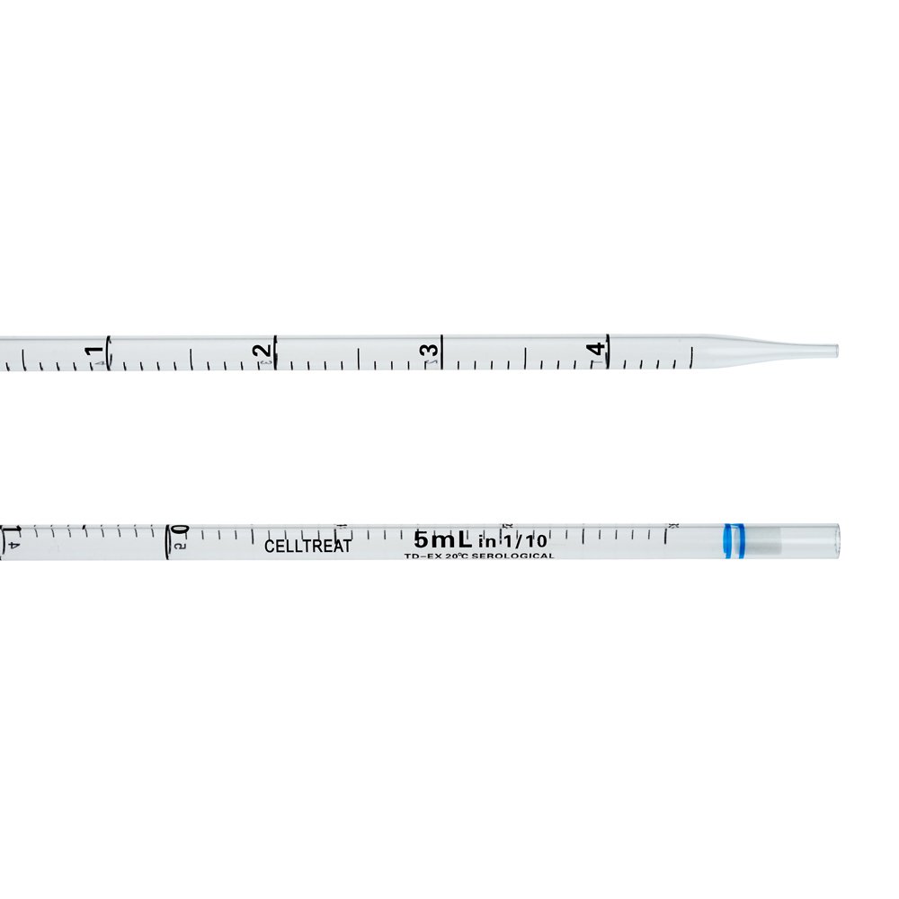 Celltreat Scientific Products 229005B Standard-Length Serological Pipette, 5Ml, Indv. Wrap, Paper/Plastic, Sterile; 200/Cs, Fluid_Ounces, Degree C, Polystyrene, (Pack of 200)