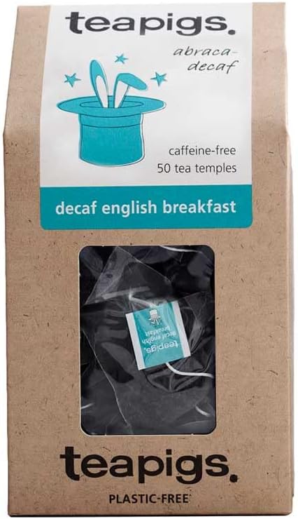 Teapigs Decaf Breakfast Tea Bags - Full-Flavoured Kenyan & Ceylon Black Tea Without the Caffeine - Sustainable & Ethically Sourced - 50 Biodegradable Tea Temples (1 Pack)