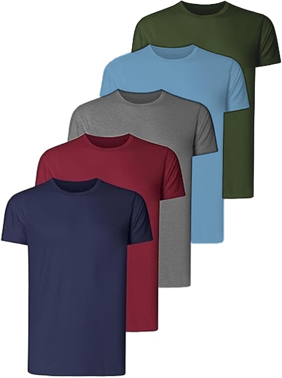 flintronic Men's T-Shirt, 5 Pack Plain Crew Neck T-Shirt, Super Soft T-Shirt, Comfort Fit, Stretch Men's T-Shirts for Any Occasion
