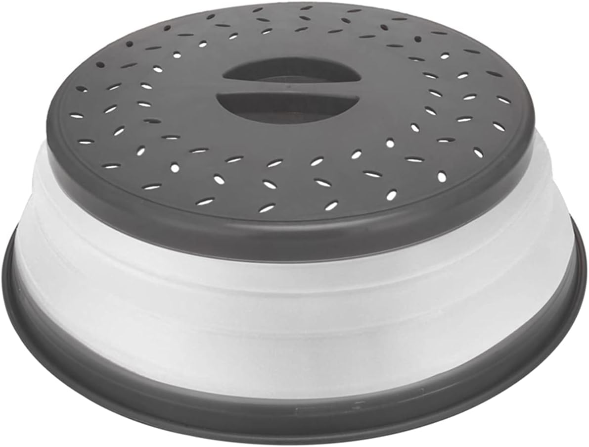 Thermoplastic Rubber Microwave Splatter Cover,Microwave Cover for Food Fruit Drainer,BPA-Free Dishwasher Safe 10.5 inch (GREY)