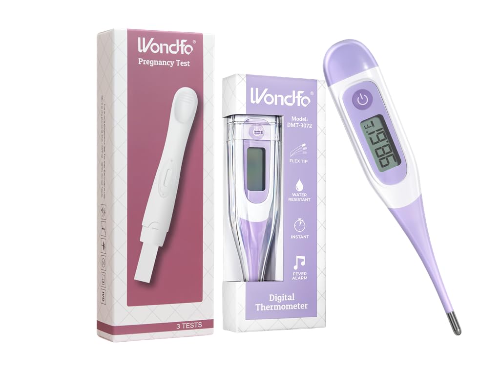 Wondfo Digital Basal Thermometer for Women Fertility – BBT Thermometer for Ovulation & Pregnancy Tracking+ 3Pack Pregnancy Tests