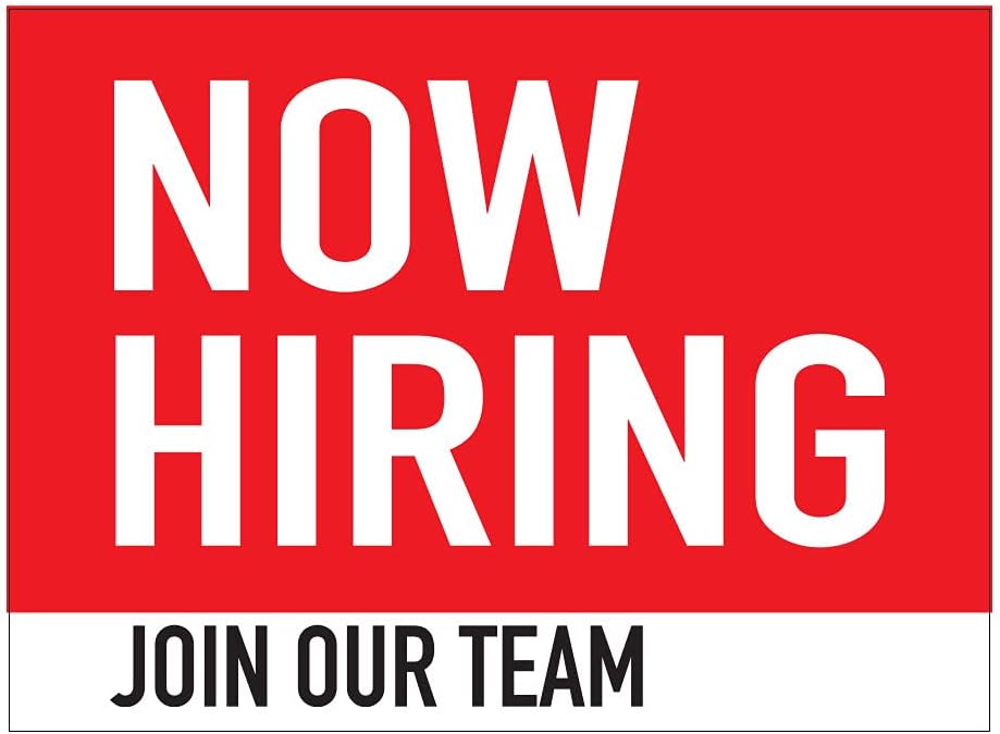7"x9" Now Hiring Join Our Team Window and Vehicle Vinyl Decal, Medium Size - Designed for Indoor Use or Short Term Outdoor