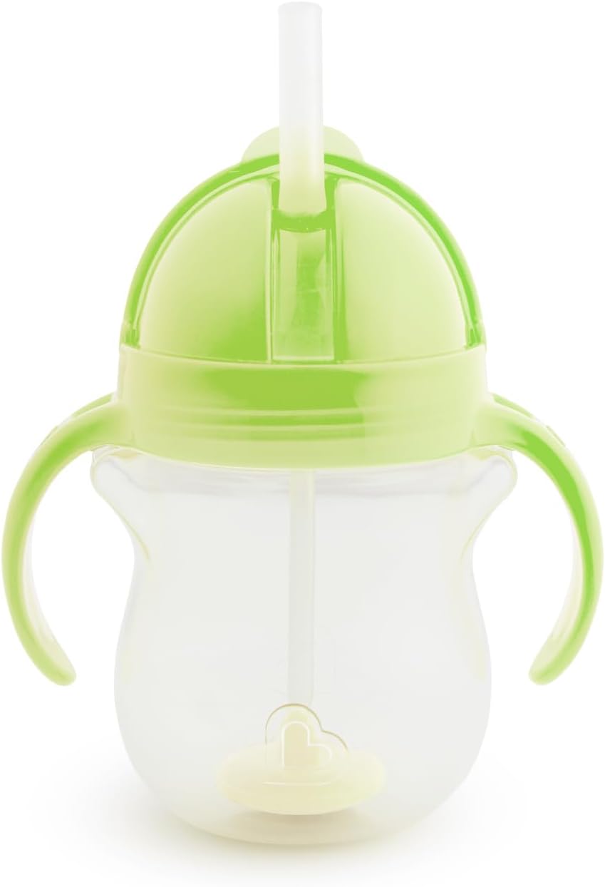 Munchkin Click Lock Tip and Sip Straw Cup | Baby Toddler Sippy Cups with Weighted Straw | BPA Free | Leakproof Cup | Dishwasher Safe | Baby Bottles -7oz/207 ml | Green