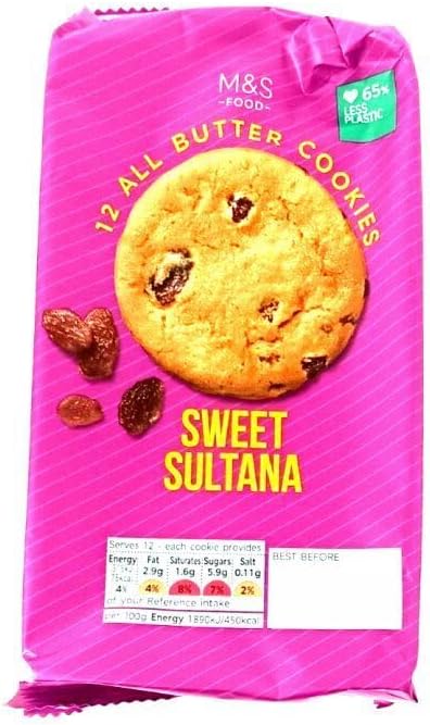 M&S Food 8 All Butter Cookies Sweet Sultana 200g - 2 Pack in a Premier Life Store Box