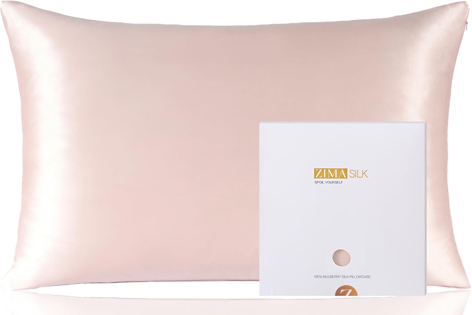 ZIMASILK 100% Pure Mulberry Silk Pillowcase for Hair and Skin Health,Soft and Smooth,Both Sides Premium Grade 6A Silk,600 Thread Count,with Hidden Zipper,1pc(Standard 20''x26'',Pink)