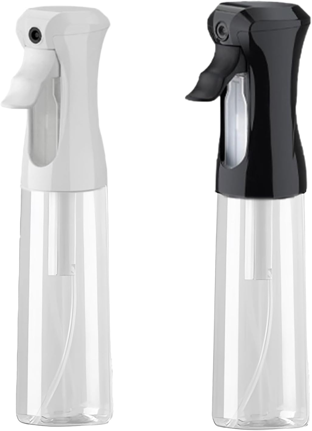 THINTON Spray Bottles for Hair Continuous Ultra Fine Mist Empty Water Sprayer, 300ml Spray Bottle Hair for Curly, Home Cleaning, Plants, Hairdresser(2 Pcs, Black+White)