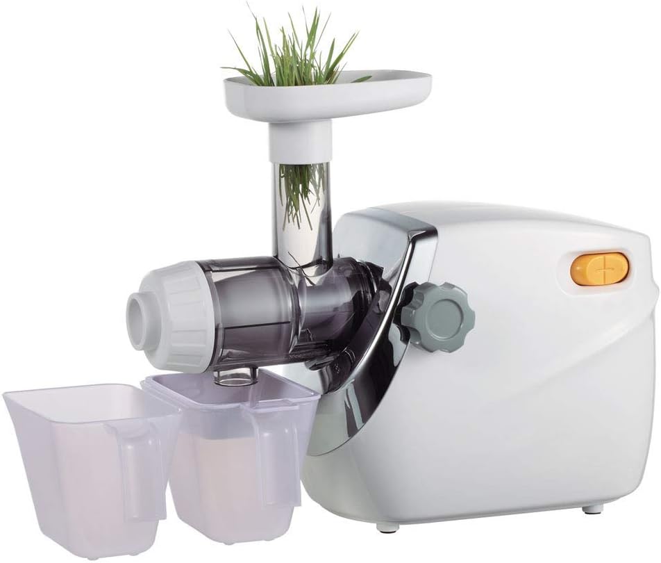 Juicer machines,Horizontal Single Auger Slow Masticating Juicer Extremely Quiet Juice Extractor for High Nutrient Fruit and Vegetable Juice with Free