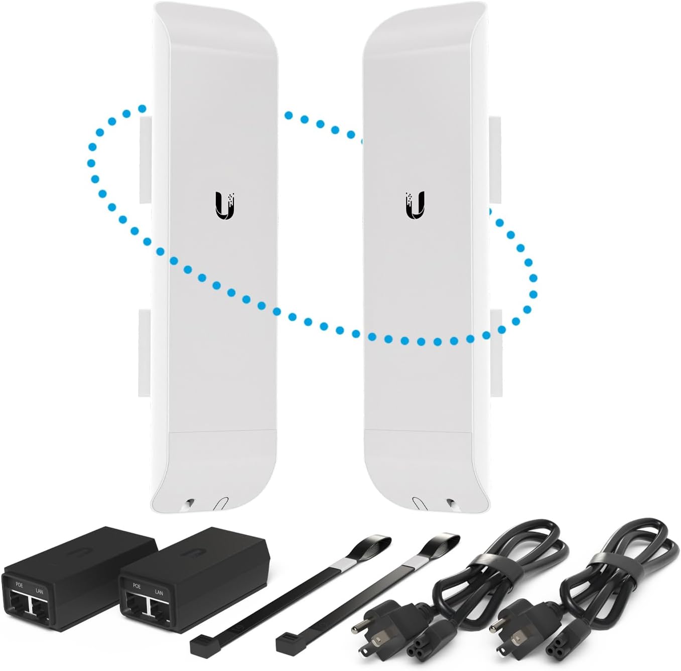 Wireless Bridge NSM5 Pre-Configured Bundle of 2, Ubiquiti airMAX NanoStation M5 Point to Point Wi-Fi Bridge Outdoor, Plug and Play 150+ Mbps, 5 GHz, 15+ km Link Range