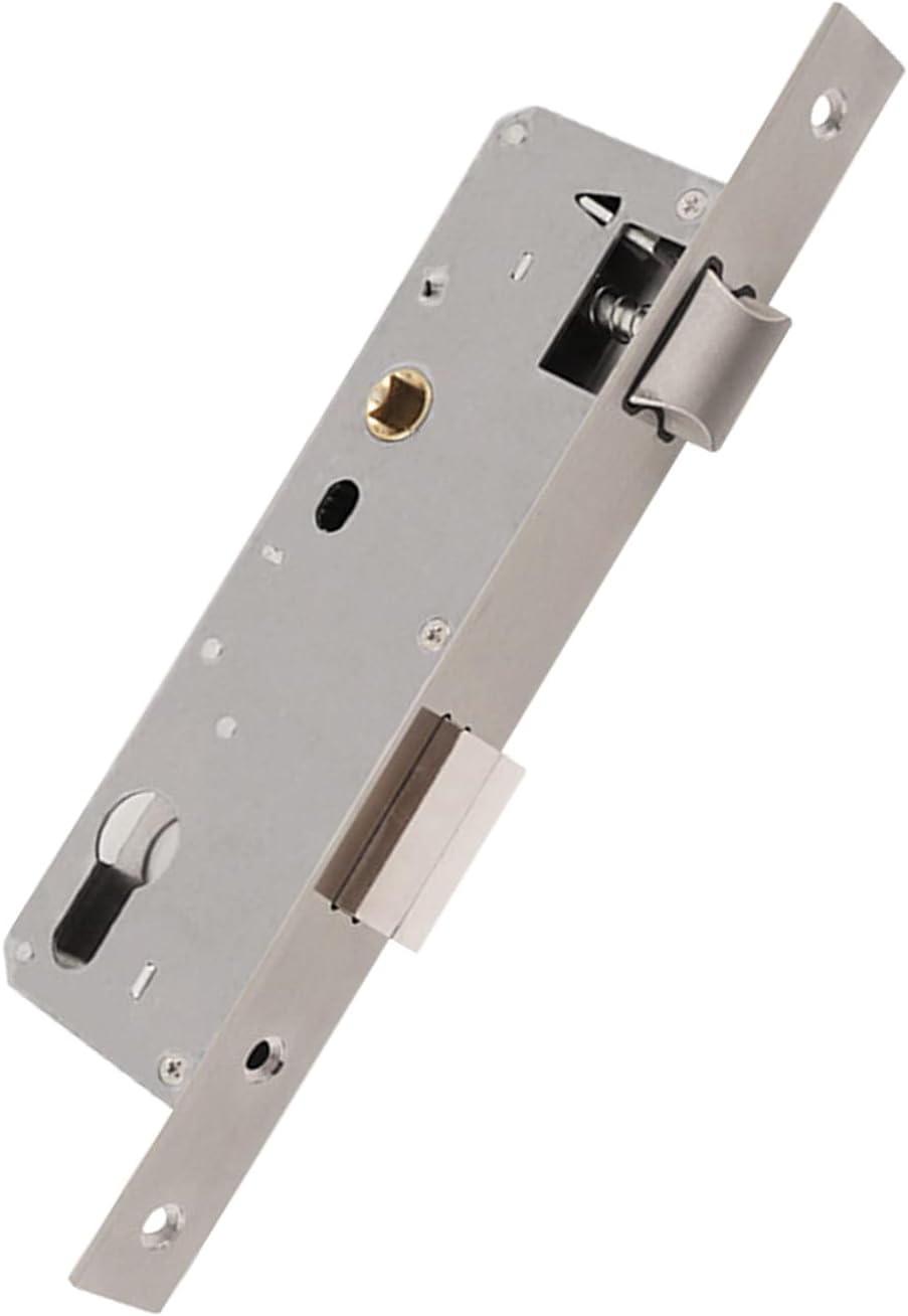 Stainless Steel mortice Door Lock, 85MM Center 20/25/30/35/40/45/50MM Backset Door Lock for Internal and External Doors, Satin Nickel Frame Mortice Deadlock for Home (40MM Backset)