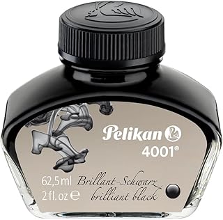 Pelikan 4001 Bottled Ink for Fountain Pens, Brilliant Black, 62.5ml, 1 Each (329144)