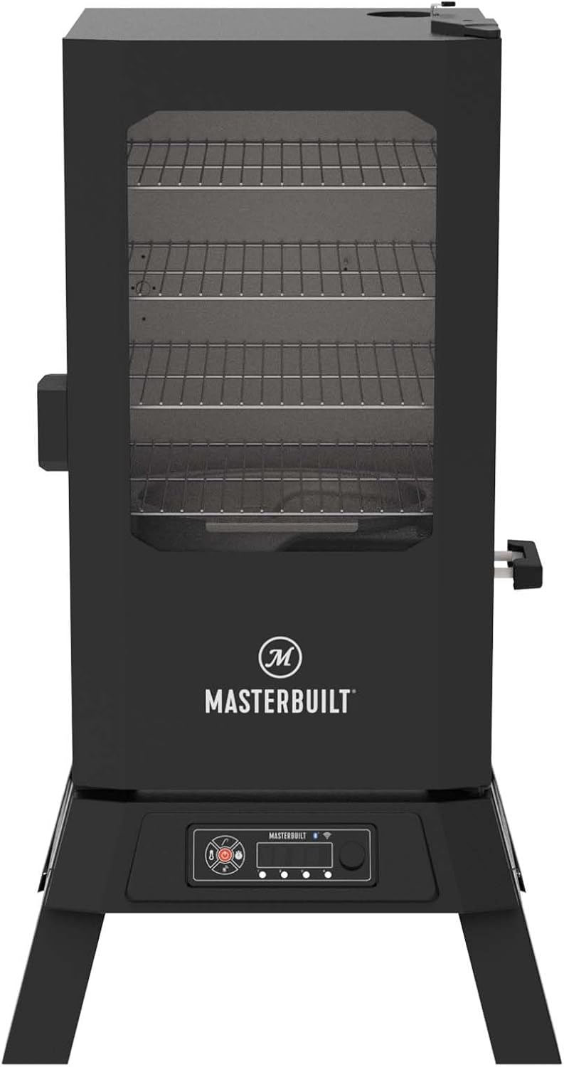 Masterbuilt®710 WiFi Digital Smoker, Vertical Design, 711 Cooking Sq. Inches, 4 Chrome Coated Smoking Racks, Wood Chip Loader, Electric Fuel Source to Plug in and Start Cooking, Black Model MB20070924