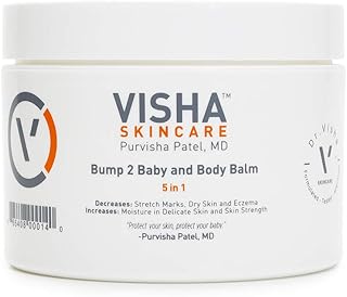 Visha Skincare Bump 2 Baby 5 in 1 Multitasking Body Balm, Soothes and Relieves Dry, Itchy Skin and Stretch Marks, Safe to Use During Pregnancy and Nursing and for Baby Massage 10 oz