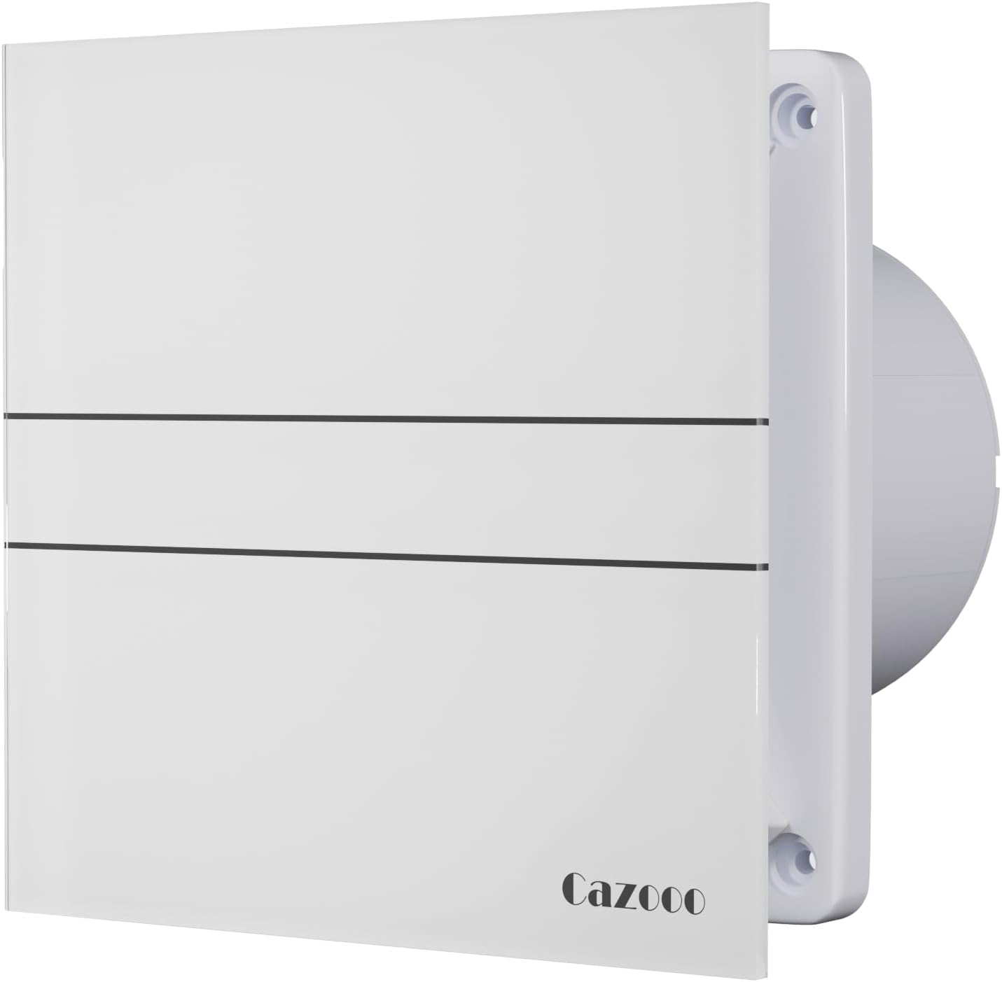 Cazooo 100mm Bathroom Extractor Fan, 115m³/h Beige Glass Silent Bathroom Fan with Backflow Flap, Wall/Window/Ceiling Mounted Extractor Fan for Shower Kitchen Toilet, 10W, 31 dB, White (No Timer)