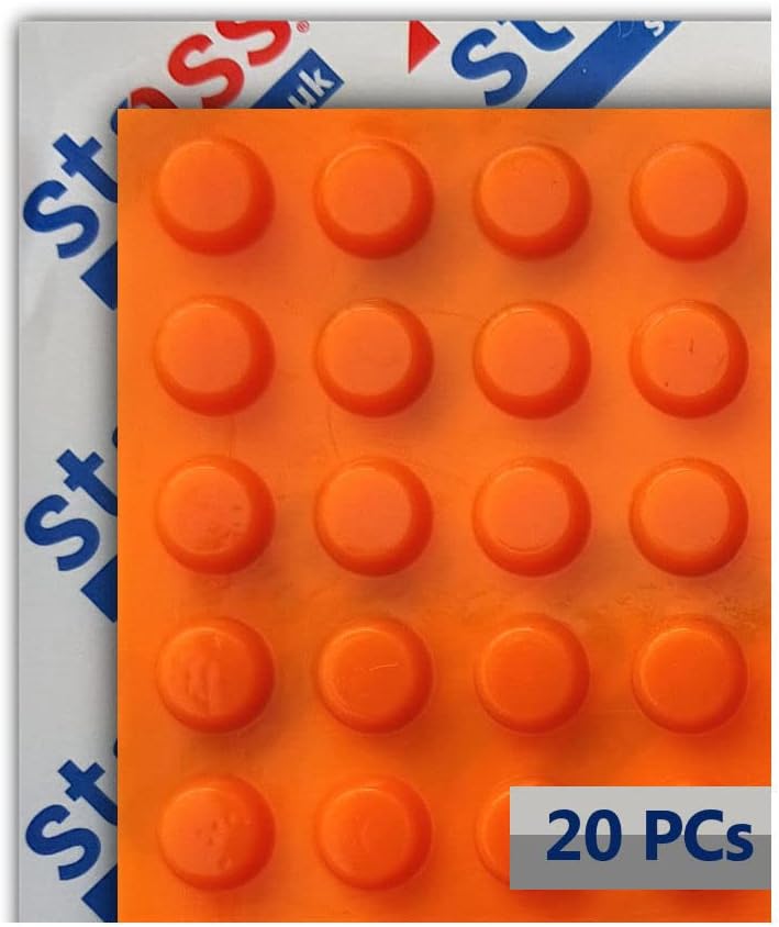 Orange Rubber Feet, 8mm * 3mm (20 pcs) Self Adhesive Bumpers for Visually Impaired, Oven Knobs, Telephone Buttons, Microwave Dials, TV Remote Control, Door Key Locks, Plug Sockets and Switches