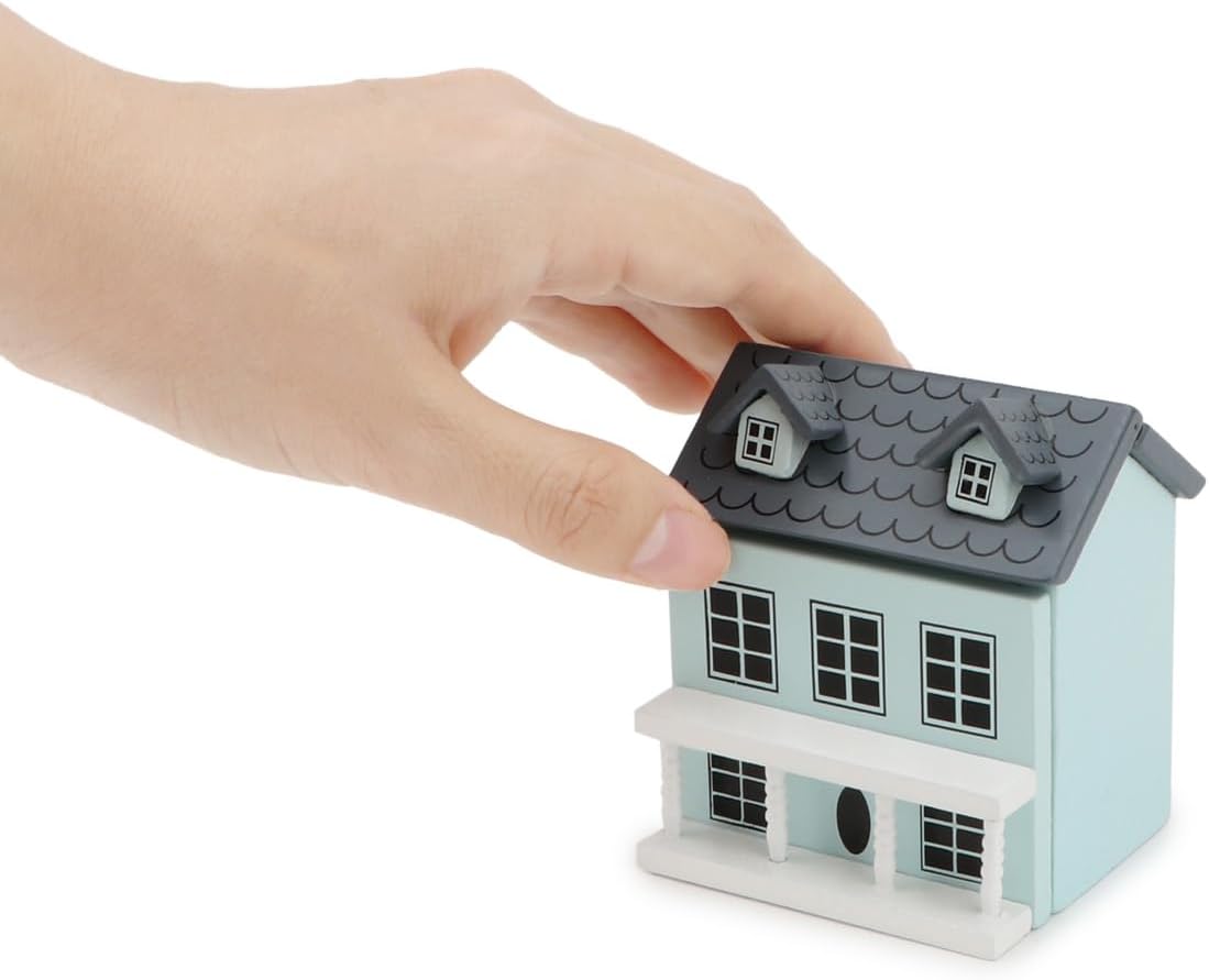 Miniature Cottage for Dollhouse Accessories Desktop Decor Wooden Mini House Storage Decoration Ornament Nice Present for Miniature Lovers (Blue)