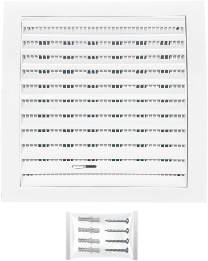 H&C VENT White Ventilation Grille with Slider and Insect Protection 6 x 6Inch / 150 x 150mm │ Vent Cover │ Extractor Air Vent Covers for Inside and Outside use │ Pipe Covers for Wall Door Window