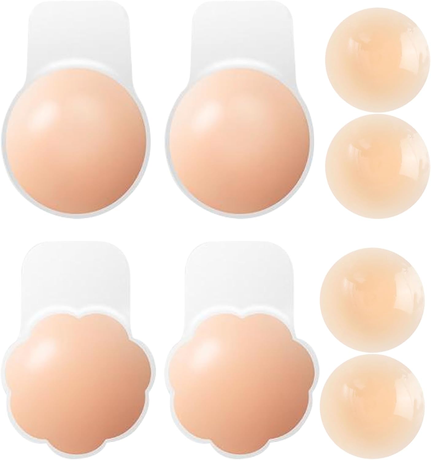 JSTHHTT 4 Pairs Silicone Bra Pasties, Invisible Adhesive Bras, Nipple Covers Reusable, Bra Pasties Nipple Covers with Lift, for Women Backless Dress Strapless Outfits Pink