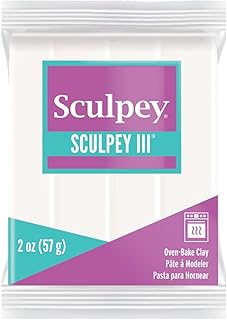 Polyform Sculpey III Polymer Oven-Bake Clay, White, Non Toxic, 2 oz. bar, Great for modeling, sculpting, holiday, DIY, mixed media and school projects.Great for kids & beginners!