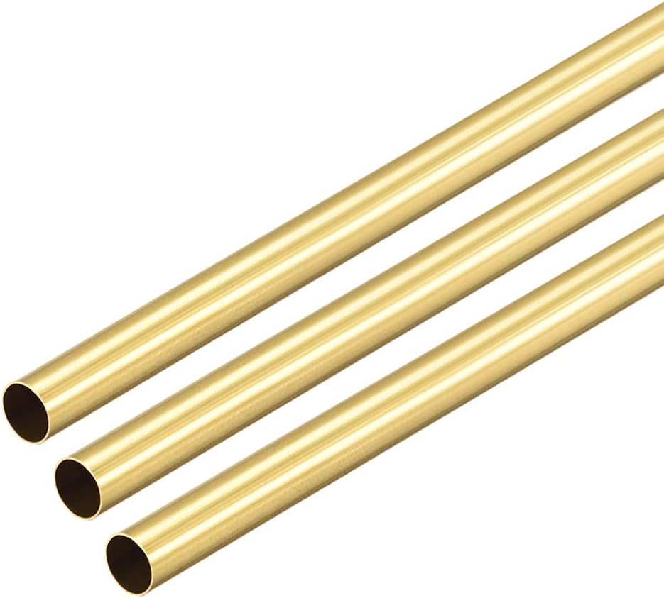 uxcell Brass Round Tube, 300mm Length 6mm OD 0.2mm Wall Thickness, Seamless Straight Pipe Tubing 3 Pcs