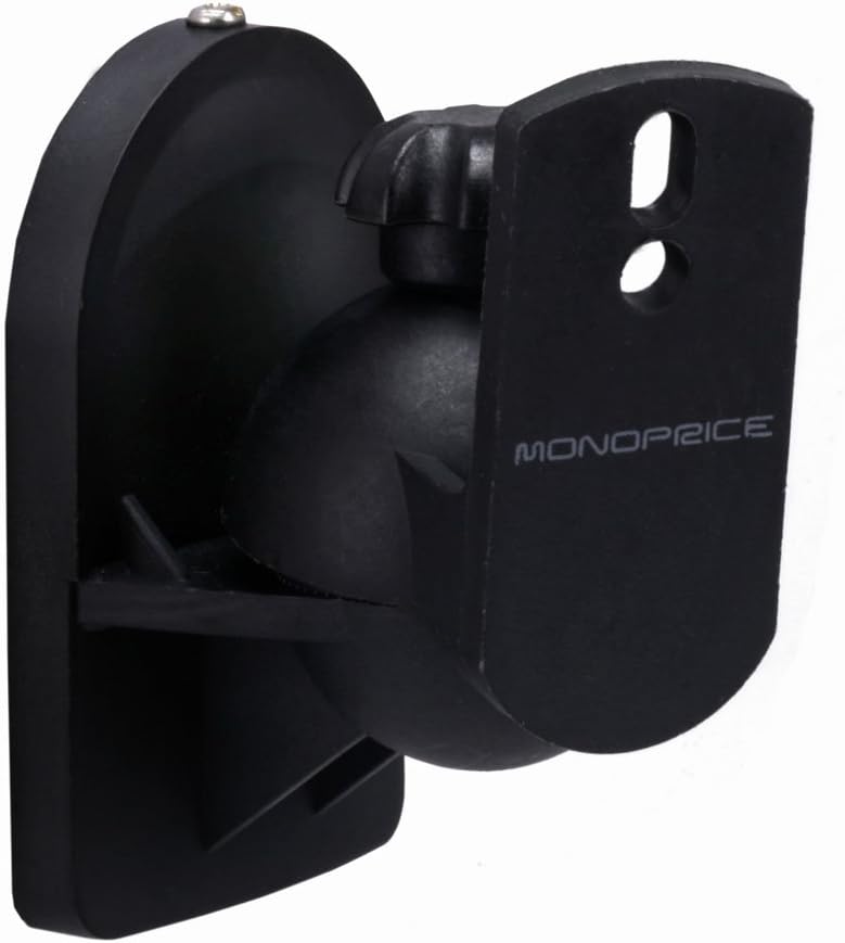 Monoprice Low Profile 7.5 lb. Capacity Speaker Wall Mount Brackets (Pair) Black