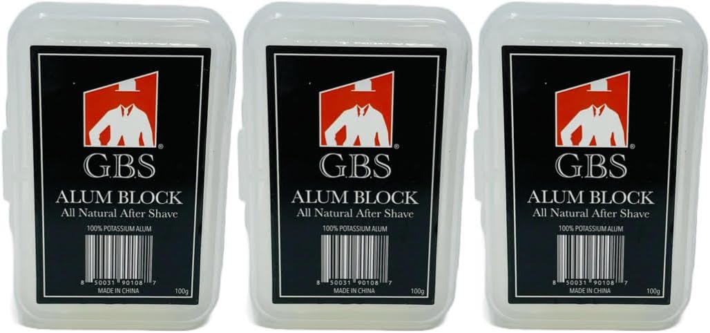 G.B.S Alum Block Bar Travel Cases, Pack of 3 (100 Grams Per Bar) Potassium Shaving Alum After Shave Soothing Razor Burn Relief