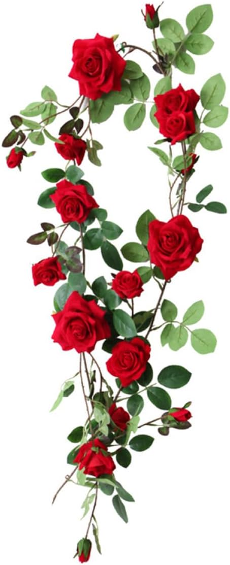 VICASKY Simulated Rose Vine Artificial Decoration for Indoor Window Greenery Realistic Imitation Plant Vine for Home Garden Adornment