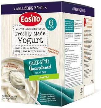 EasiYo Wellbeing Low Fat Greek Style Unsweetened Yogurt Mix x 6