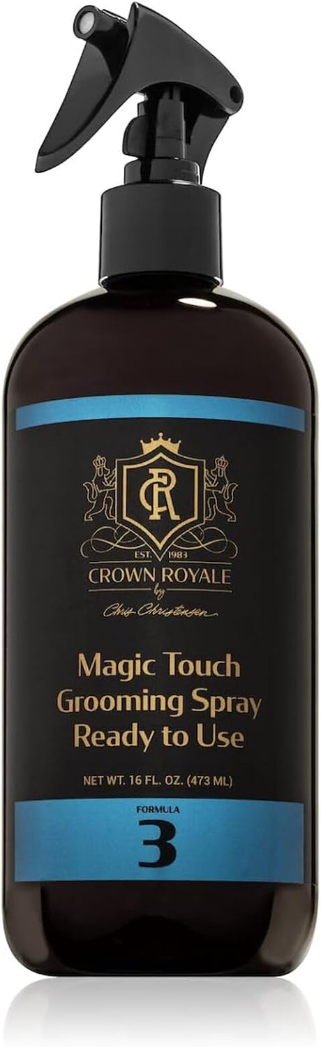 Crown Royale Magic Touch Formula 3 Pet Grooming Spray Ready-to-Use, No Heavy Build-Up, Finishing Spray, Prevents Coat Matting, Formulated with Conditioners, Made in USA, 16 oz
