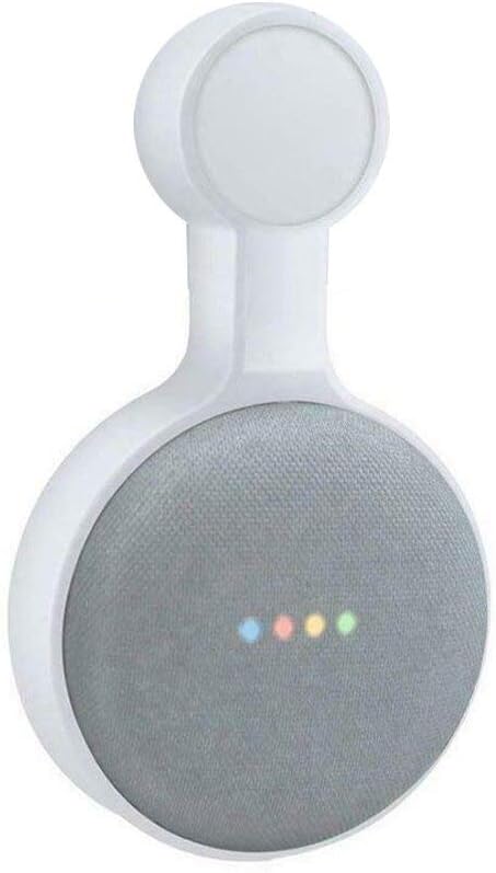 Outlet Wall Mount Hanger Holder for Google Home Mini and NEST Mini, Compact Bracket Case Plug and Built-in Cable Management for Kitchen Bathroom, Bedroom (White)