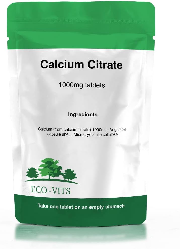 ECO-VITS Calcium Citrate (1000MG) 120 TABS. Recyclable Packaging. Sealed Pouch
