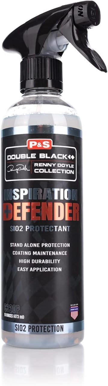 P & S Professional Detail Products Defender SiO2 Protectant Coating Topper & Standalone Sealant High-Gloss, Slick Finish Easy Spray & Wipe Renny Doyle Double Black - 16 oz Spray
