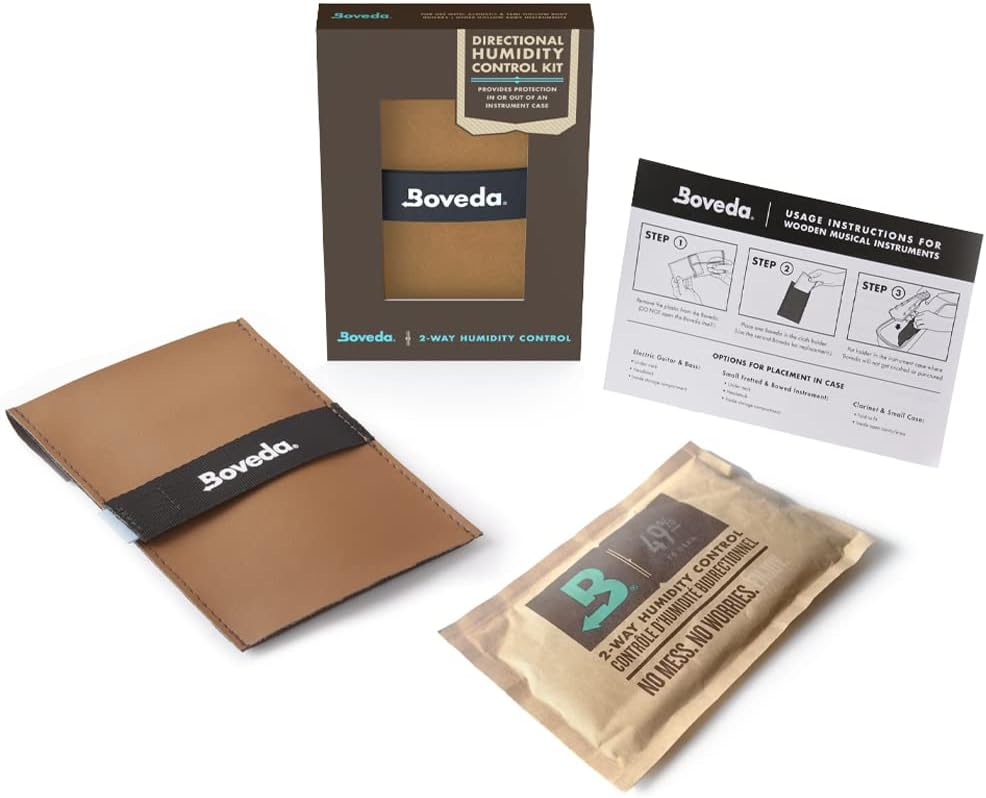 Boveda for Music: Directional Humidity Control Starter Kit – Includes 1 Holder + 1 Standard Size 49% RH Boveda – Balances Humidity to Keep a Wood Instrument Play-Ready When It's Out of its Case