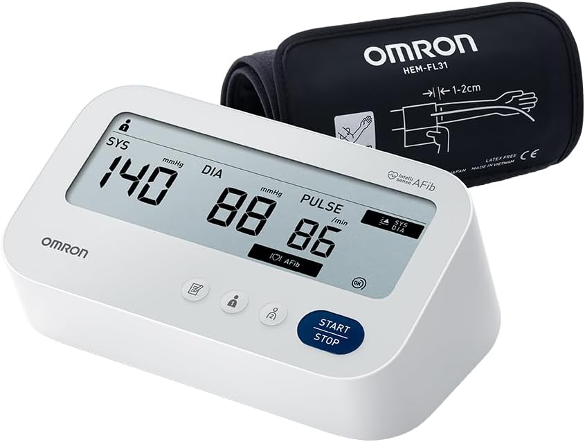 OMRON X3 Comfort AFib, Clinically Validated Upper Arm Blood Pressure Monitor for Home Use, Intelli Wrap Cuff Included (22-42cm), AFib Detection, Blood Pressure Machine with 3X Measurement Function