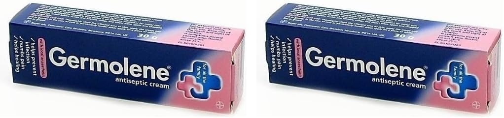 Germolene Antiseptic Cream with Local Anaesthetic 30g – Dual Action Cream to Prevent Infection & Numb Pain – For Minor Cuts, Grazes, Burns, Stings & Skin Irritation (Pack of 2)