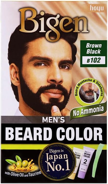 Bigen Men's Beard Colour | No Ammonia Formula with Aloe Extract & Olive Oil - 102 Brown Black